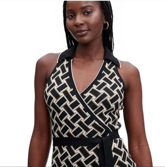 Diane von Furstenberg Dresses & Skirts - Diane von Furstenberg for Target Black and Neutral Weave Sweaterknit Midi Wrap D